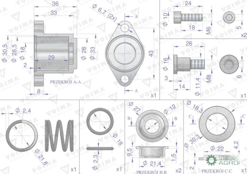 Kołpak rozdzielacza hydraulicznego dolny kompletny 80L VOIMA Kołpak rozdzielacza hydraulicznego dolny kompletny 80L VOIMA