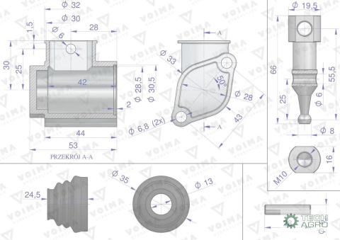 Kołpak rozdzielacza hydraulicznego górny do dźwigni 80L VOIMA Kołpak rozdzielacza hydraulicznego górny do dźwigni 80L VOIMA