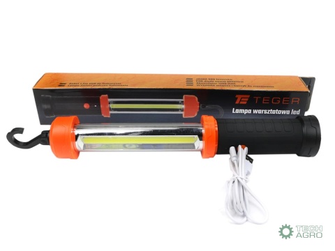 Latarka warsztatowa LED COB 600 lm ładowana kablem 1,5m USB Teger Latarka warsztatowa LED COB 600 lm ładowana kablem 1,5m USB Teger