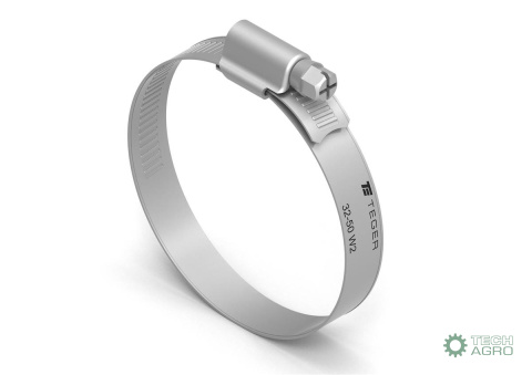 Opaska zaciskowa wzmocniona 32-50 ślimakowa szerkość 12mm TEGER, Opaska zaciskowa wzmocniona 32-50 ślimakowa szerkość 12mm TEGER,