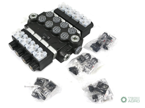 Rozdzielacz hydrauliczny 4-sekcyjny sterowany elektrycznie 12V 40L VOIMA Rozdzielacz hydrauliczny 4-sekcyjny sterowany elektrycznie 12V 40L VOIMA