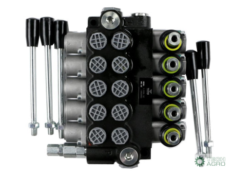 Rozdzielacz hydrauliczny 5-sekcyjny 40L (5-sekcji z zatrzaskiem) VOIMA Rozdzielacz hydrauliczny 5-sekcyjny 40L (5-sekcji z zatrzaskiem) VOIMA