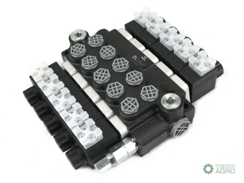 Rozdzielacz hydrauliczny 5-sekcyjny sterowany elektrycznie 12V 40L VOIMA Rozdzielacz hydrauliczny 5-sekcyjny sterowany elektrycznie 12V 40L VOIMA