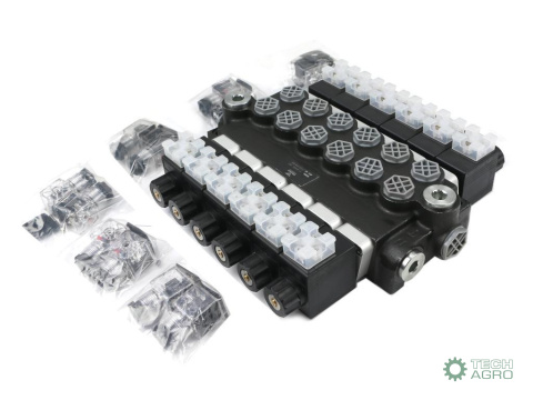 Rozdzielacz hydrauliczny 6-sekcyjny sterowany elektrycznie 12V 40L VOIMA Rozdzielacz hydrauliczny 6-sekcyjny sterowany elektrycznie 12V 40L VOIMA