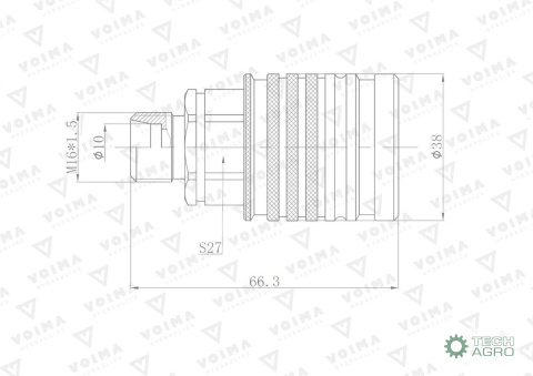 Szybkozłącze hydrauliczne gniazdo EURO M16x1.5 GZ Push-pull (9100816G) VOIMA Szybkozłącze hydrauliczne gniazdo EURO M16x1.5 GZ Push-pull (9100816G) VOIMA