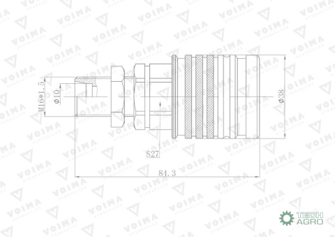 Szybkozłącze hydrauliczne gniazdo EURO M16x1.5 GZ Push-pull long (9100816GL) VOIMA Szybkozłącze hydrauliczne gniazdo EURO M16x1.5 GZ Push-pull long (9100816GL) VOIMA
