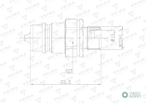 Szybkozłącze hydrauliczne wtyczka EURO M22x1.5 GZ (9100822W) VOIMA (opakowanie 50szt) Szybkozłącze hydrauliczne wtyczka EURO M22x1.5 GZ (9100822W) VOIMA (opakowanie 50szt)