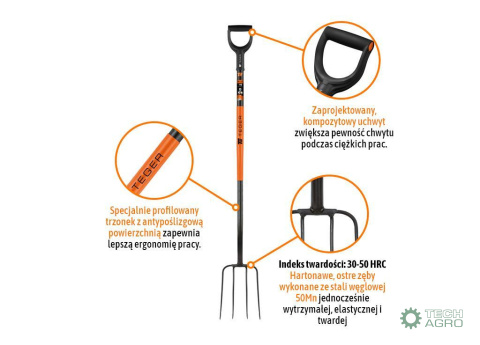 Widły gospodarcze 4-zębne na metalowymtrzonku - Extra Long, (dł. 1600 mm), Teger Widły gospodarcze 4-zębne na metalowymtrzonku - Extra Long, (dł. 1600 mm), Teger