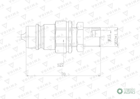 ZAWÓR WT.HYDR.EURO M22X1.5 GZ LONG VOIMA ZAWÓR WT.HYDR.EURO M22X1.5 GZ LONG VOIMA
