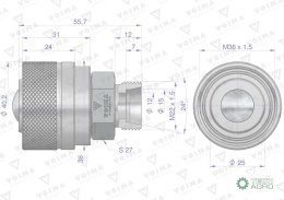 Zawór wtyczka ZSR (50490030) M22x1.5 skręcane VOIMA