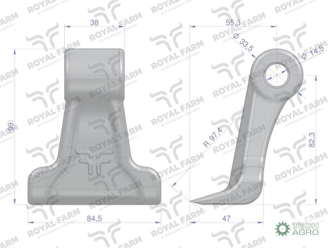 Bijak, młotkowy mulczarka zastosowanie Unia Kornik L otwór 14 mm , Royal Farm Bijak, młotkowy mulczarka zastosowanie Unia Kornik L otwór 14 mm , Royal Farm
