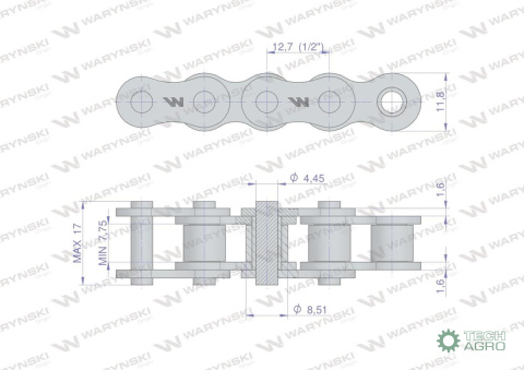 ŁAŃCUCH R1 1/2 08B-1 WARYŃSKI 2,5MB ŁAŃCUCH R1 1/2 08B-1 WARYŃSKI 2,5MB