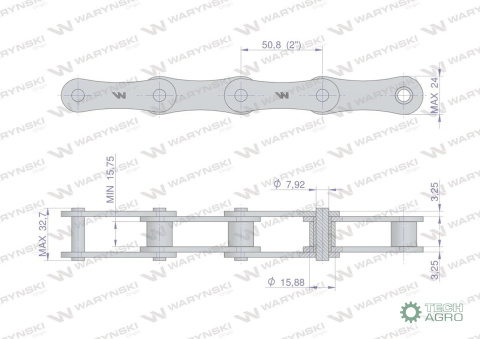 Łańcuch rolkowy 216A 2080 (R1 2) 5 m Waryński Łańcuch rolkowy 216A 2080 (R1 2) 5 m Waryński