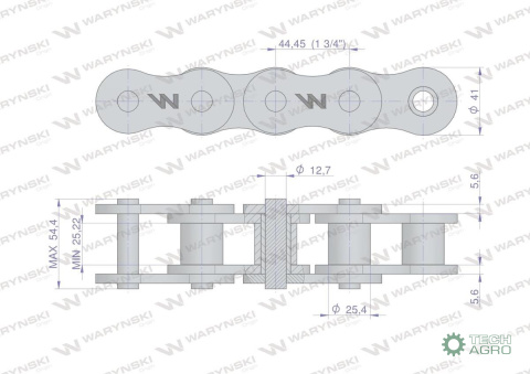 Łańcuch rolkowy wzmocniony 28A-1 ANSI A 140 (R1 1.3/4) 5m Waryński Łańcuch rolkowy wzmocniony 28A-1 ANSI A 140 (R1 1.3/4) 5m Waryński