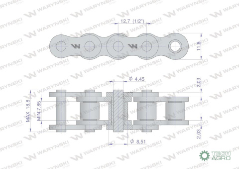 ŁAŃCUCH R1 1/2 08BH-1 WARYŃSKI 2,5MB ŁAŃCUCH R1 1/2 08BH-1 WARYŃSKI 2,5MB