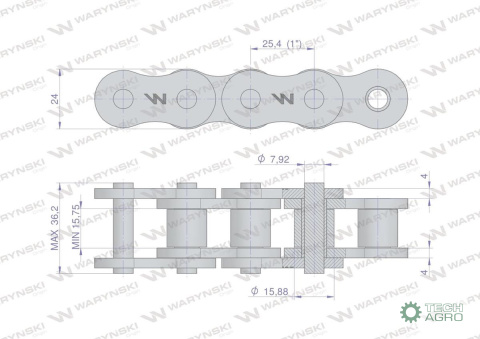 ŁAŃCUCH R1 1/1 16AH-1 WARYŃSKI 2,5MB ŁAŃCUCH R1 1/1 16AH-1 WARYŃSKI 2,5MB