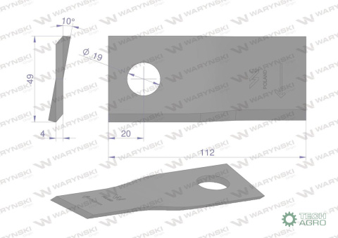 Nóż, nożyk kosiarka 112X48X4X19 prawy zastosowanie 139889.0 Krone WARYŃSKI Nóż, nożyk kosiarka 112X48X4X19 prawy zastosowanie 139889.0 Krone WARYŃSKI