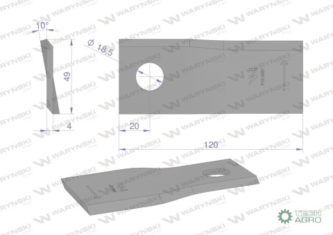 Nóż, nożyk kosiarka 120X48X4X18,5 lewy zastosowanie 111724 Fella WARYŃSKI Nóż, nożyk kosiarka 120X48X4X18,5 lewy zastosowanie 111724 Fella WARYŃSKI