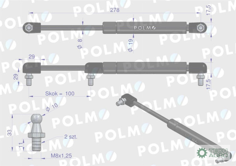 Siłownik dachu 53369911 pasuje do Zetora Proxima Forterra POLMO Siłownik dachu 53369911 pasuje do Zetora Proxima Forterra POLMO