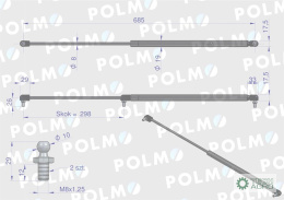 TELESKOP GAZ.SZYBY TYLNEJ PROXIMA 200N 380MM 685MM POLMO