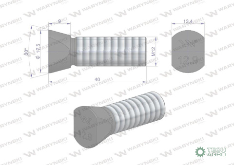 Śruba kpl. płużna oval z dwóch stron ścięta M12x40 mm kl.12.9 zastosowanie Vogel & Noot Waryński M14X48OV2VN ( sprzedawane po 2 Śruba kpl. płużna oval z dwóch stron ścięta M12x40 mm kl.12.9 zastosowanie Vogel & Noot Waryński M14X48OV2VN ( sprzedawane po 2