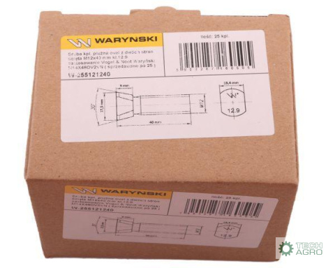 Śruba kpl. płużna oval z dwóch stron ścięta M12x40 mm kl.12.9 zastosowanie Vogel & Noot Waryński M14X48OV2VN ( sprzedawane po 2 Śruba kpl. płużna oval z dwóch stron ścięta M12x40 mm kl.12.9 zastosowanie Vogel & Noot Waryński M14X48OV2VN ( sprzedawane po 2