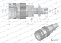 Szybkozłącze hydrauliczne gniazdo long M16x1.5 gwint zewnętrzny EURO PUSH-PULL (ISO 7241-A) z eliminatorem ciśnienia Waryński