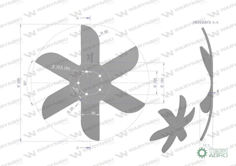 Talerz skrajny prawy Z-6 fi 520 mocowanie 5 / 105mm grubość 8mm zastosowanie Horsch stal borowa Waryński 00311079 Talerz skrajny prawy Z-6 fi 520 mocowanie 5 / 105mm grubość 8mm zastosowanie Horsch stal borowa Waryński 00311079