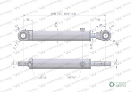 Cylinder hydrauliczny - siłownik dwustronny CJ2F-80/45/400 Waryński