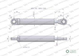 Cylinder hydrauliczny - siłownik jednostronny CJ2F50/40/500 Waryński