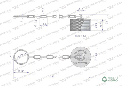Komplet - Zawór gniazdo (Bizon) M18x1.5 skręcane (ZSR6160101) z gwintowaną pokrywą/osłoną aluminiową Waryński Komplet - Zawór gniazdo (Bizon) M18x1.5 skręcane (ZSR6160101) z gwintowaną pokrywą/osłoną aluminiową Waryński