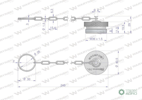 Komplet - zawór wtyczka (Bizon) M18x1.5 skręcane (ZSR6160102) z gwintowaną pokrywą/osłoną aluminiową Waryński Komplet - zawór wtyczka (Bizon) M18x1.5 skręcane (ZSR6160102) z gwintowaną pokrywą/osłoną aluminiową Waryński