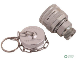 Komplet - zawór wtyczka M22x1.5 skręcane (50490030) z gwintowaną pokrywą/osłoną aluminiową Waryński