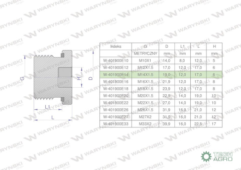 Korek hydrauliczny metryczny (na imbus) M14x1.5 ED Waryński ( sprzedawane po 10 ) Korek hydrauliczny metryczny (na imbus) M14x1.5 ED Waryński ( sprzedawane po 10 )
