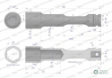 Nasadka udarowa 1/2", sześciokątna slim przelotowa ze stali CrMo 24mm długość 150 mm, stosowane w mechanice do kluczy udarowych