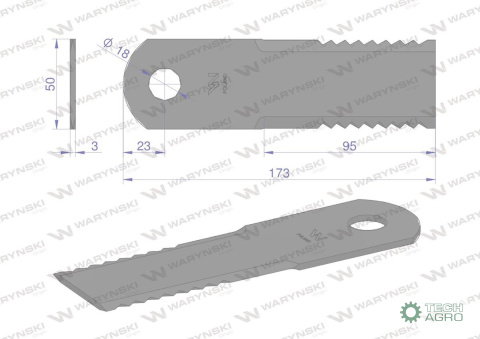 Nóż obrotowy rozdrabniacz słomy sieczkarnia 173x50x3mm otwór 18 zastosowanie 065294 525100 Claas WARYŃSKI ( sprzedawane po 25 ) Nóż obrotowy rozdrabniacz słomy sieczkarnia 173x50x3mm otwór 18 zastosowanie 065294 525100 Claas WARYŃSKI ( sprzedawane po 25 )