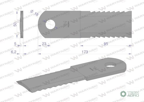 Nóż obrotowy rozdrabniacz słomy sieczkarnia 173x50x5mm otwór 18 zastosowanie 84437624 281445N New Holland WARYŃSKI ( sprzedawan Nóż obrotowy rozdrabniacz słomy sieczkarnia 173x50x5mm otwór 18 zastosowanie 84437624 281445N New Holland WARYŃSKI ( sprzedawan