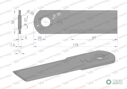 Nóż obrotowy rozdrabniacz słomy sieczkarnia 175x50x4mm otwór 20 zastosowanie 7558740 Claas WARYŃSKI ( sprzedawane po 25 ) Nóż obrotowy rozdrabniacz słomy sieczkarnia 175x50x4mm otwór 20 zastosowanie 7558740 Claas WARYŃSKI ( sprzedawane po 25 )