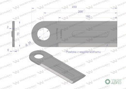 Nóż przystawki do kukurydzy napawany 230x70x6 otwór 35mm zastosowanie Geringhoff WARYŃSKI