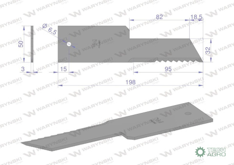 Nóż stały rozdrabniacz słomy sieczkarnia 198x50x3mm otwór 6.5 zastosowanie Z59033 280910Z John Deere WARYŃSKI ( sprzedawane po Nóż stały rozdrabniacz słomy sieczkarnia 198x50x3mm otwór 6.5 zastosowanie Z59033 280910Z John Deere WARYŃSKI ( sprzedawane po