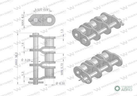 Półogniwo łańcucha P06B-3 (R3 3/8) Waryński ( sprzedawane po 5 ) Półogniwo łańcucha P06B-3 (R3 3/8) Waryński ( sprzedawane po 5 )