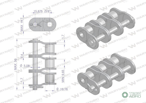 Półogniwo łańcucha P10B-3 (R3 5/8) Waryński ( sprzedawane po 5 ) Półogniwo łańcucha P10B-3 (R3 5/8) Waryński ( sprzedawane po 5 )