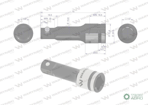 Przedłużka 1/2". 75mm, Waryński Przedłużka 1/2". 75mm, Waryński