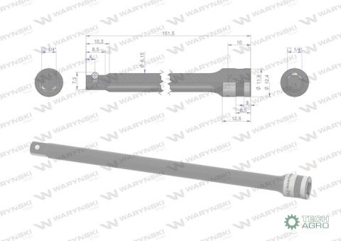 Przedłużka 1/4". 125 mm, Waryński Przedłużka 1/4". 125 mm, Waryński