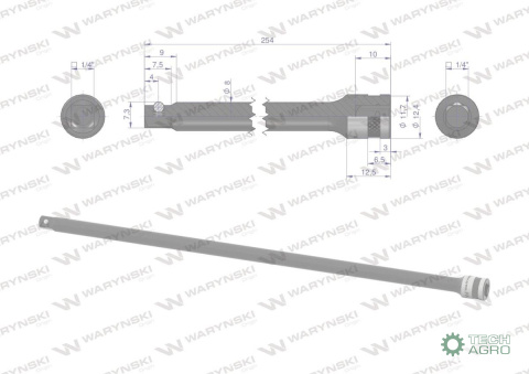 Przedłużka 1/4". 250 mm, Waryński Przedłużka 1/4". 250 mm, Waryński