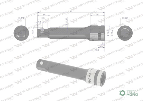 Przedłużka 3/8". 75mm, Waryński Przedłużka 3/8". 75mm, Waryński