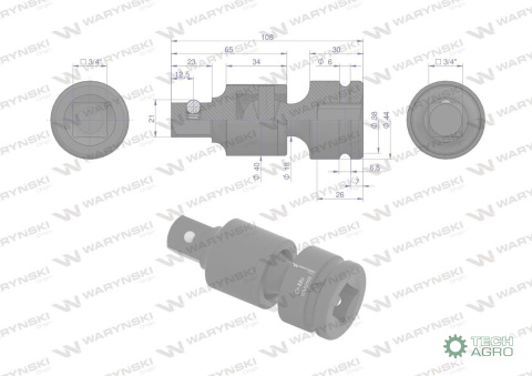 Przegub do nasadek udarowych 3/4". CrMo. Waryński Przegub do nasadek udarowych 3/4". CrMo. Waryński