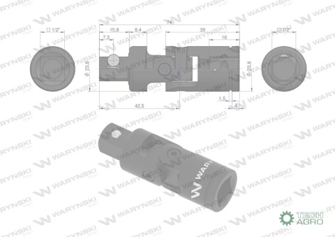 Przegub uniwersalny 1/2", Waryński Przegub uniwersalny 1/2", Waryński