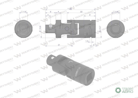 Przegub uniwersalny 1/4", Waryński Przegub uniwersalny 1/4", Waryński
