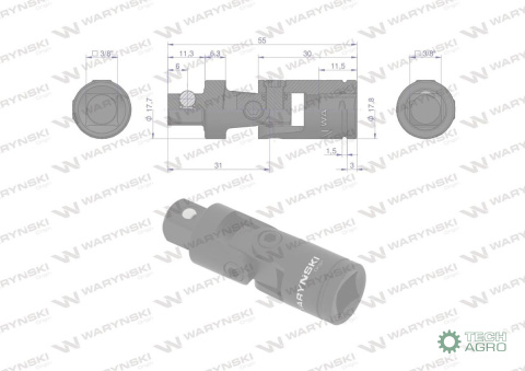 Przegub uniwersalny 3/8", Waryński Przegub uniwersalny 3/8", Waryński